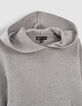 Pull gris chin&eacute; tricot &agrave; capuche fille -3