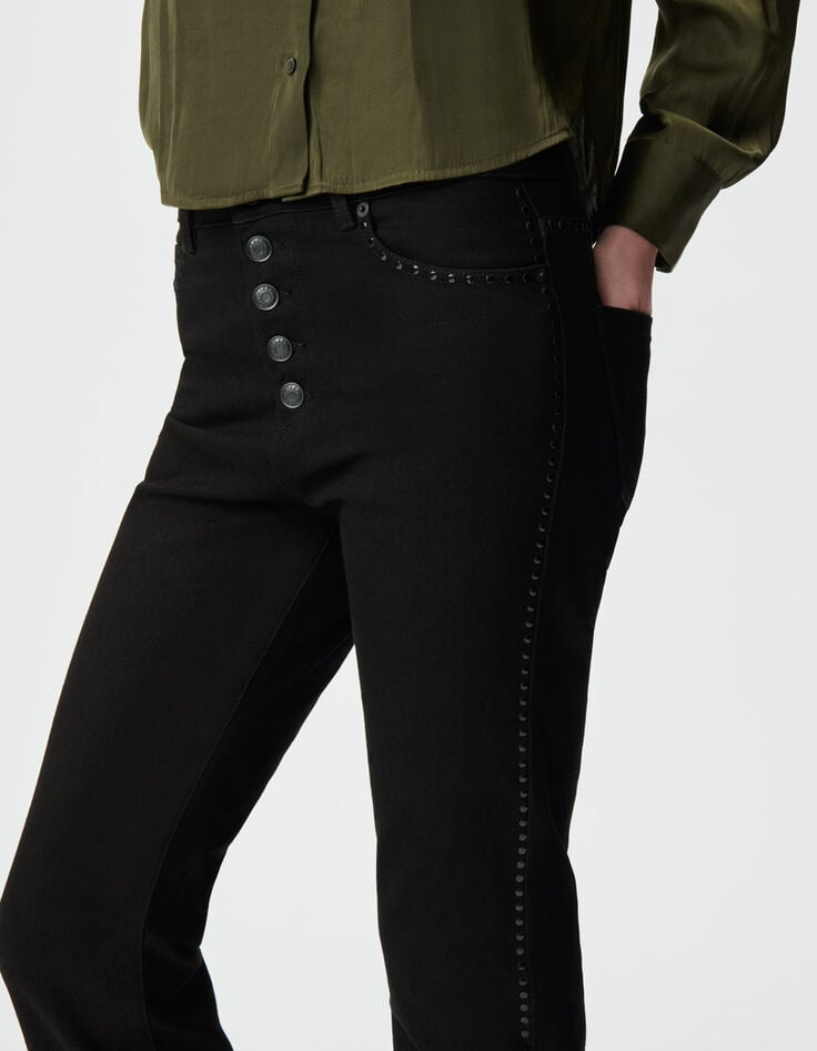 Rechte zwarte cropped jeans sierstuds Janis Dames-5 Rechte zwarte cropped jeans sierstuds Janis Dames-5