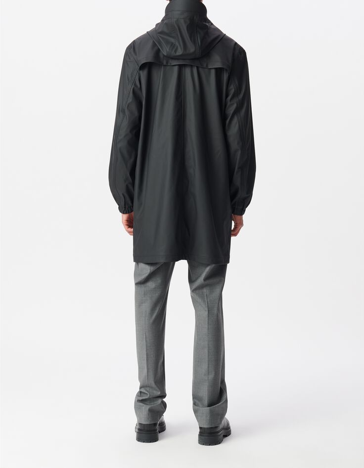 Men&rsquo;s black rubber nylon hooded parka-3