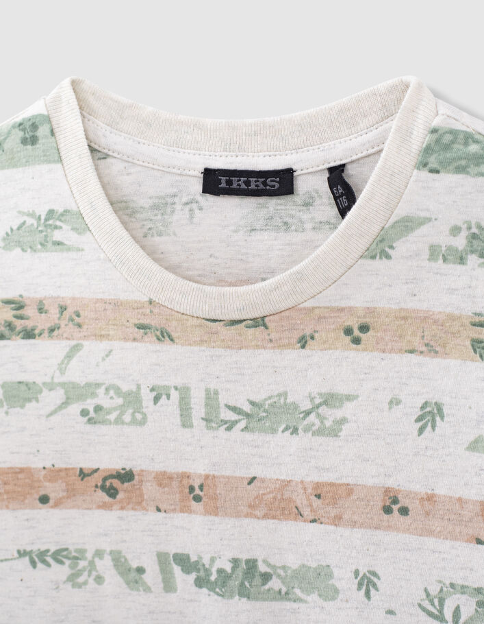 Boys’ mastic marl leaf striped organic T-shirt - IKKS