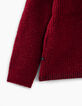Pull rouge foncé en tricot pour fille-5