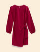 Robe manches longues rose &agrave; nouer c&ocirc;t&eacute; I.Code-7