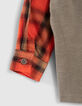 Camisa naranja de cuadros espalda punto print bebé niño-6