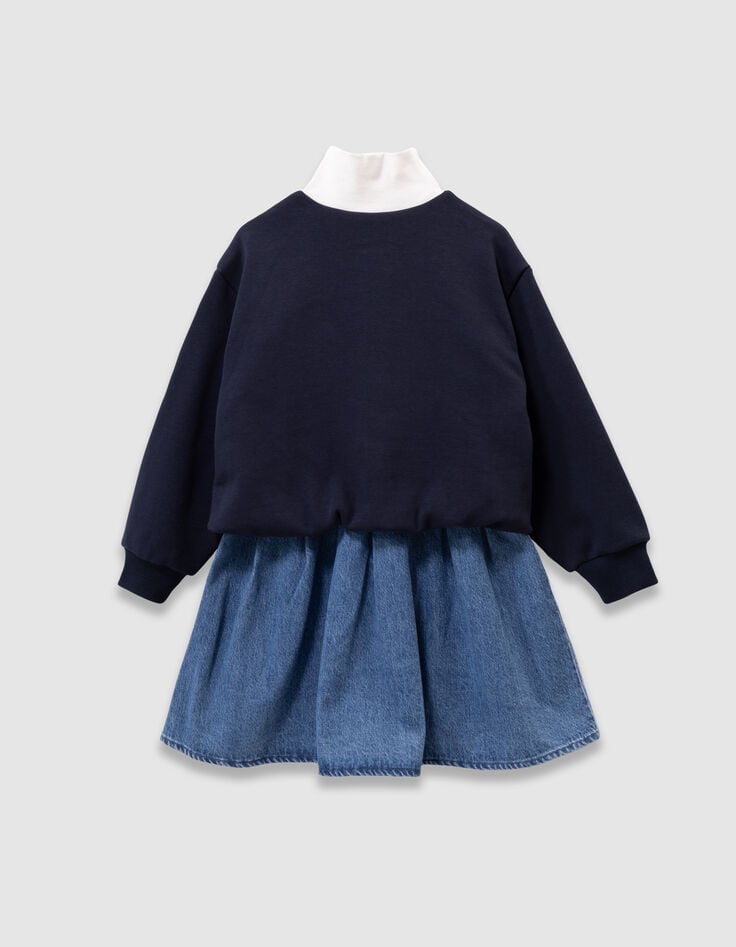 Girls’ 2-in-1 denim dress and zip-neck sweatshirt-3 Girls’ 2-in-1 denim dress and zip-neck sweatshirt-3