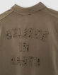 Boys’ dark khaki letter embroidery organic polo shirt-5