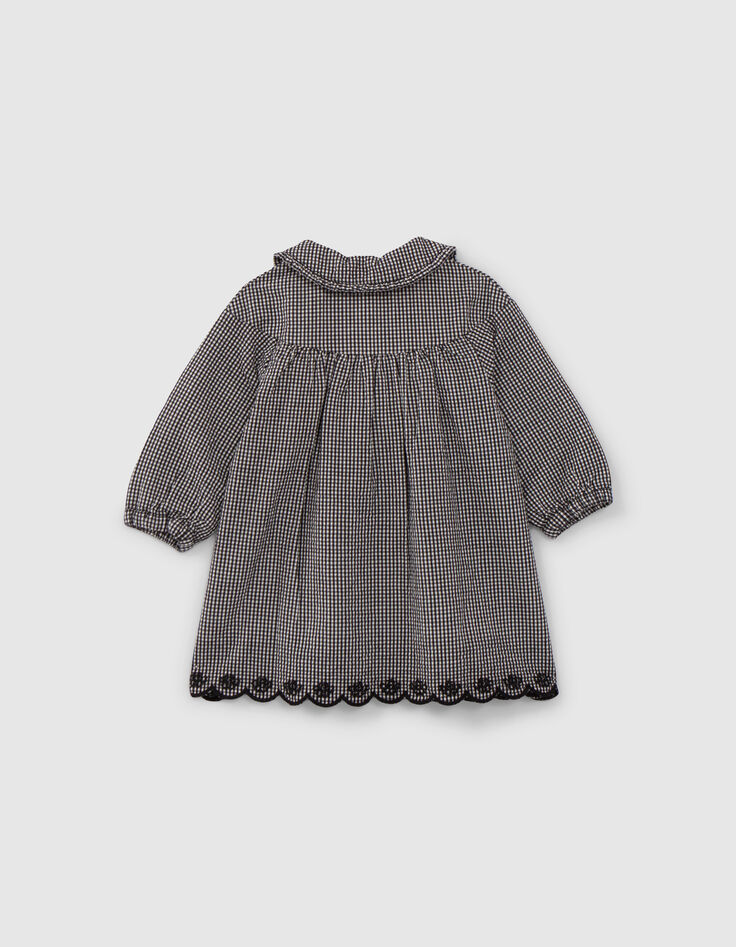 Robe écrue motif vichy noir bébé fille-3