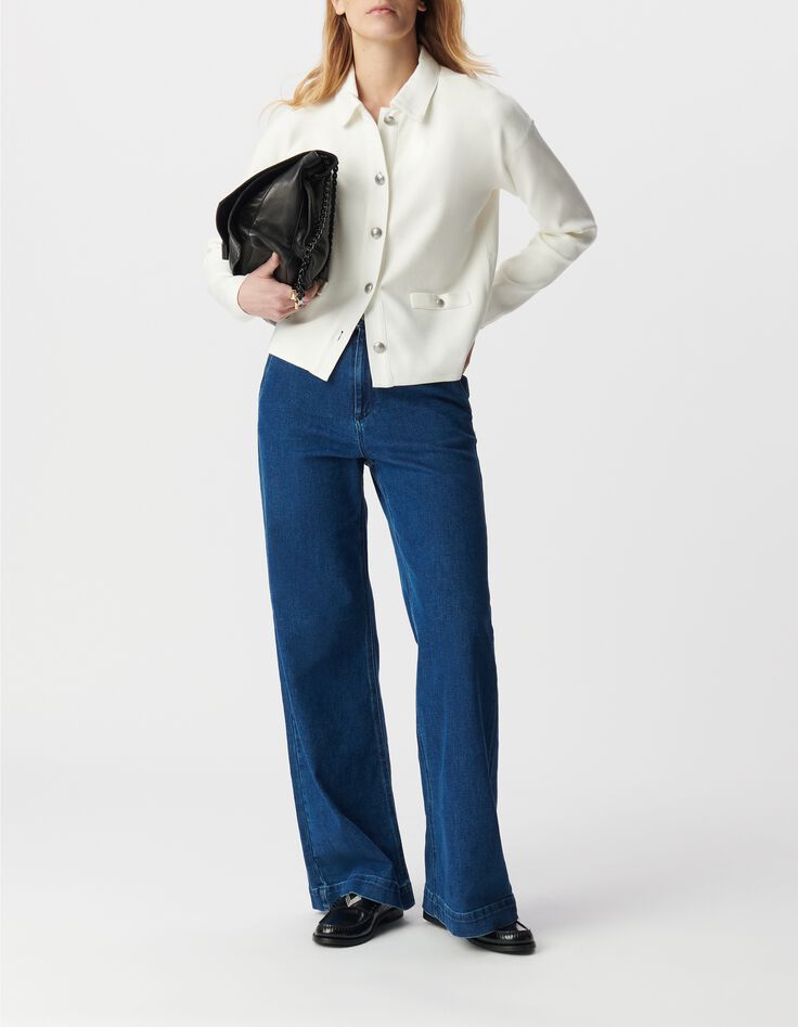 Women&rsquo;s ecru knit shirt-style cardigan-5