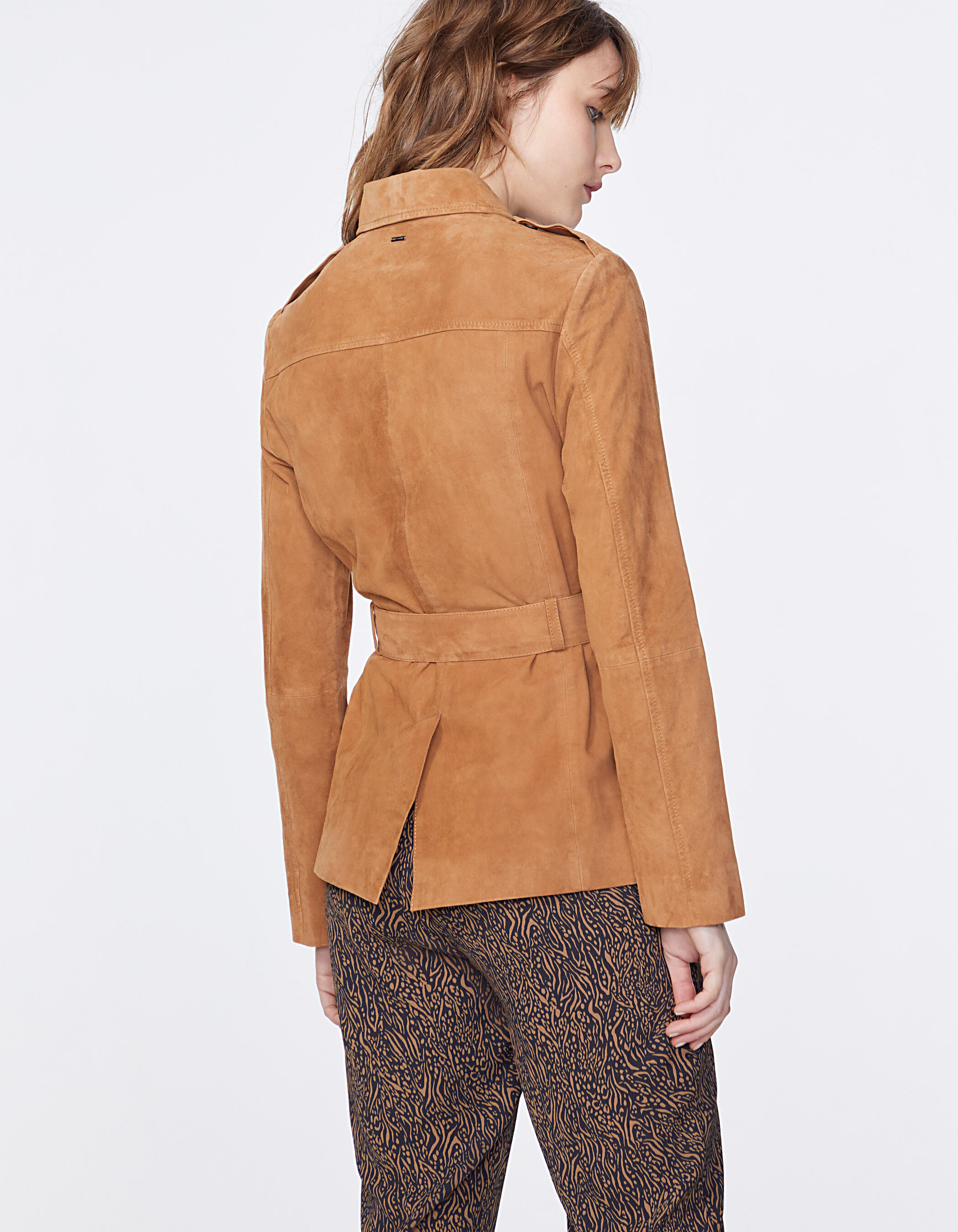 Women s goatskin mid length safari jacket