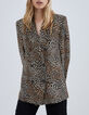 Women’s cognac suit jacket with baby leopard print-2
