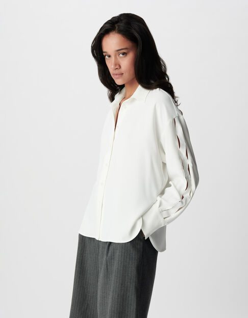 Chemise blanche manches longues ajour&eacute;es Femme - IKKS