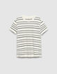 Camiseta blanca de Hombre con estampado de rayas negras-6
