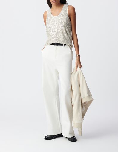Sequin embroidered silver top Women - IKKS