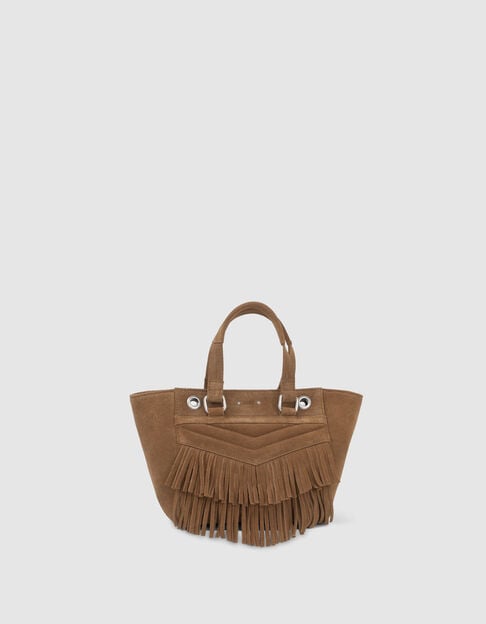 Women’s sand suede fringed Small 1440 bag