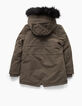 Parka kaki à capuche avec doublure fourrée fille-3