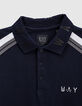 Polo navy con bandas de rayas en las mangas ni&ntilde;o -2