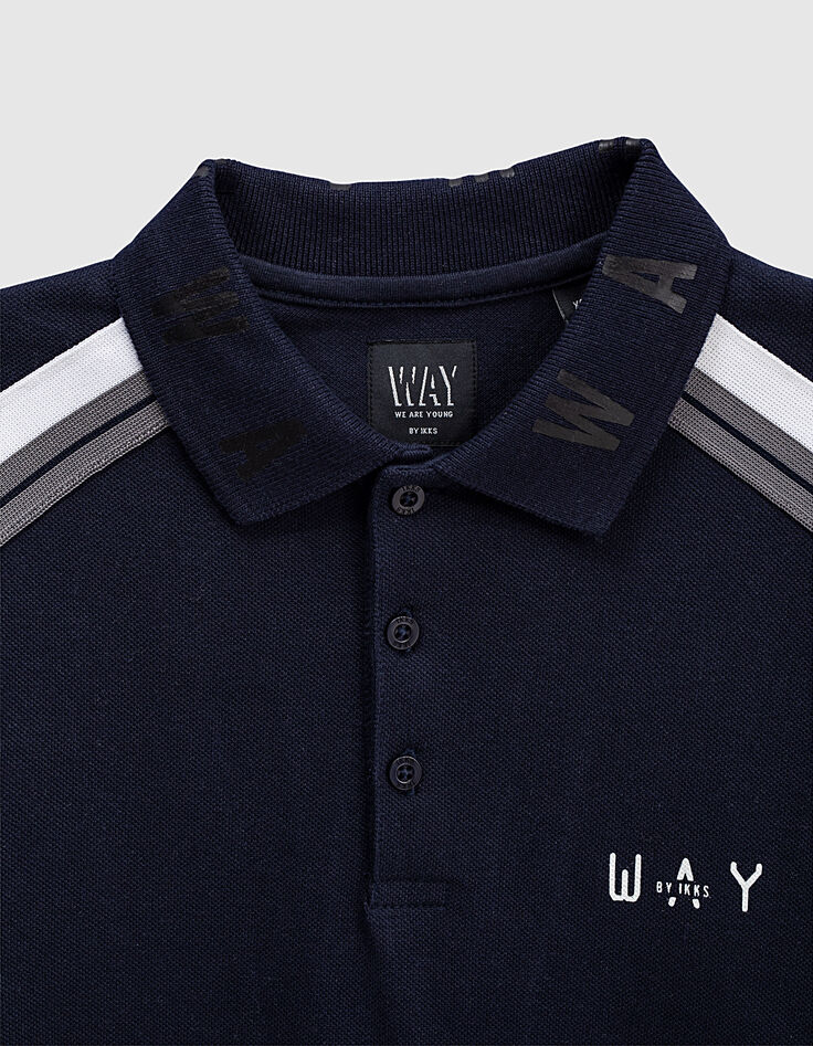Polo navy con bandas de rayas en las mangas ni&ntilde;o -2
