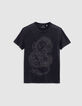 Zwart T-shirt biokatoen maxi-opdruk draak Heren-5