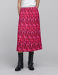 Roze plooirok met origamibloemenprint voor dames-3