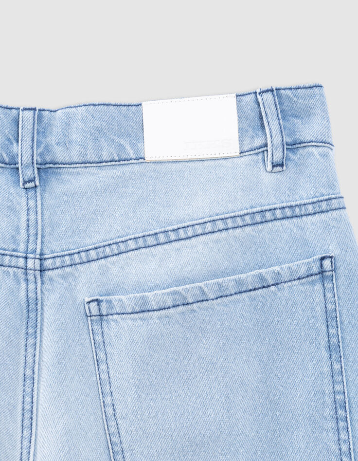 Jean large denim bleu clair effet us&eacute;-7