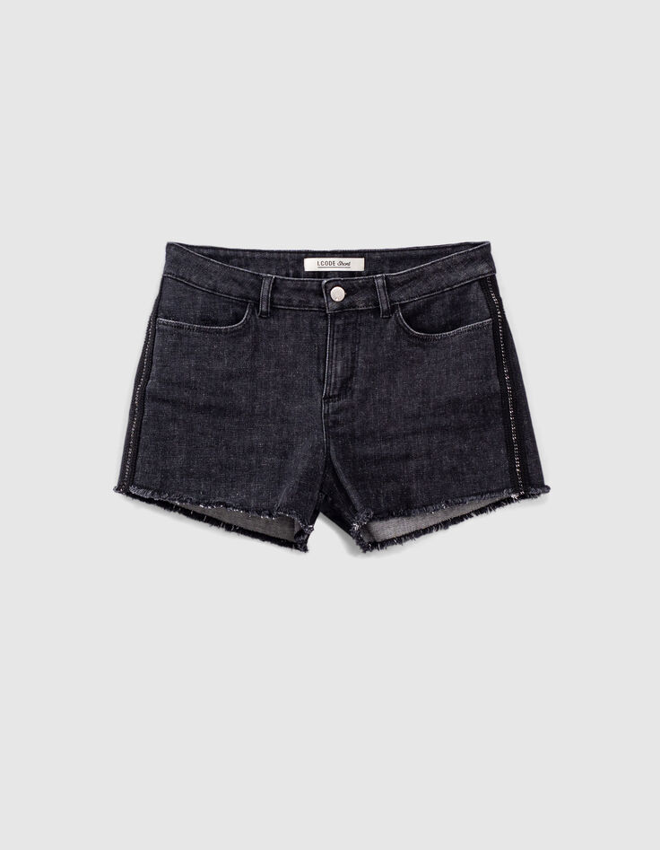 Schwarze Jeansshorts mit Fransen I.Code-1 Schwarze Jeansshorts mit Fransen I.Code-1