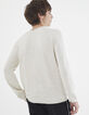 Pull off white tricot fin slub Homme-4