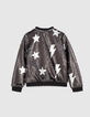 Girls’ black bomber jacket with reversible sequins-4