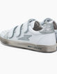 Girls’ off-white Velcro leather trainers with studs-5