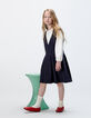 Girls’ 2-in-1 navy pinstripe dress and ecru T-shirt-5