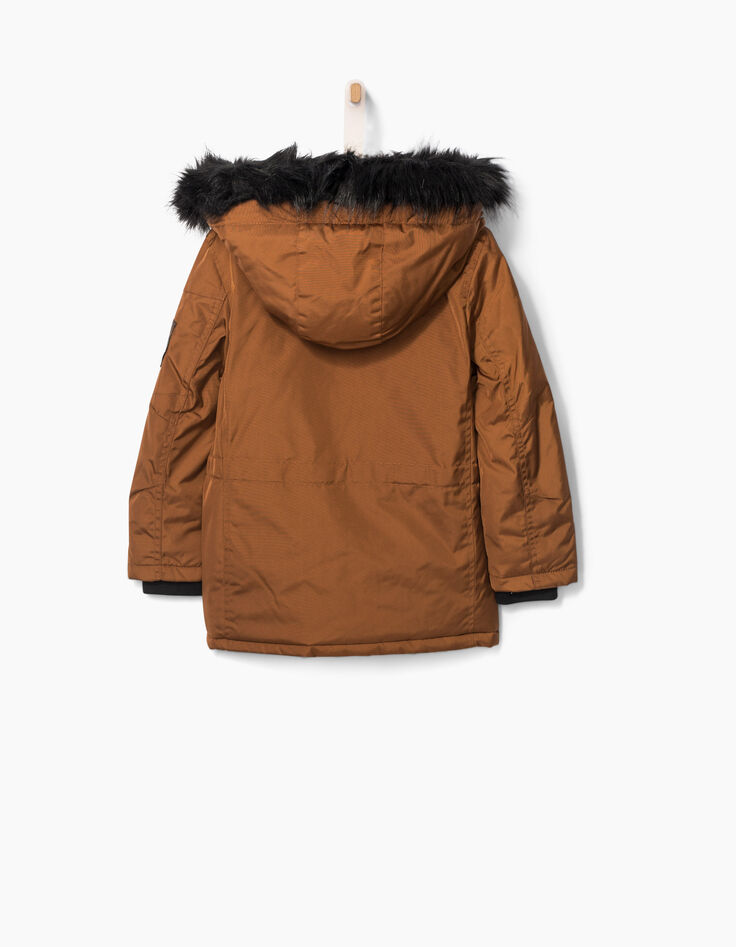 Parka cognac à parmenture matelassée garçon-4 Parka cognac à parmenture matelassée garçon-4