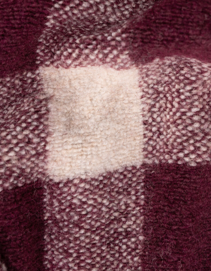 Girl's burgundy wool plaid coat-6 Girl's burgundy wool plaid coat-6