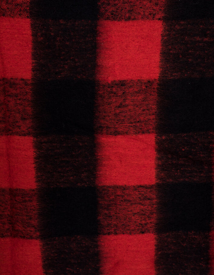 Women’s black and red check fluffy scarf - IKKS