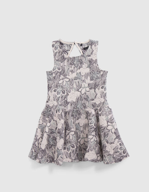 Girl's ecru jacquard floral maxi skater dress - IKKS