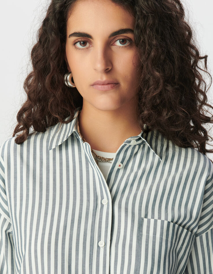 Chemise rayures bleues et blanches Femme -4 Chemise rayures bleues et blanches Femme -4