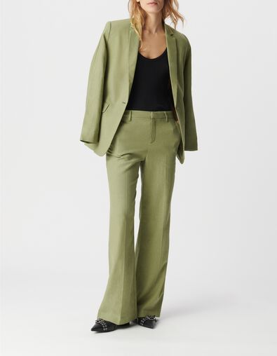 Damesbroek van groen linnen en katoen - IKKS