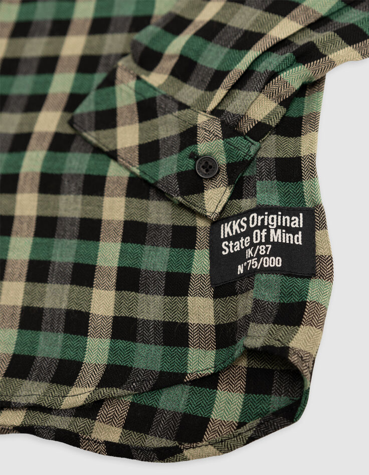 Boy's khaki plaid shirt-2 Boy's khaki plaid shirt-2