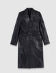Abrigo largo negro cuero oversize mujer-8