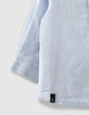 Baby boys’ white organic reversible shirt + blue stripes-5