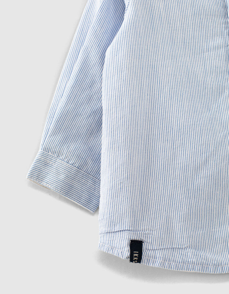 Baby boys’ white organic reversible shirt + blue stripes-5