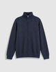 Cardigan col camionneur marine tricot zipp&eacute; Homme-6