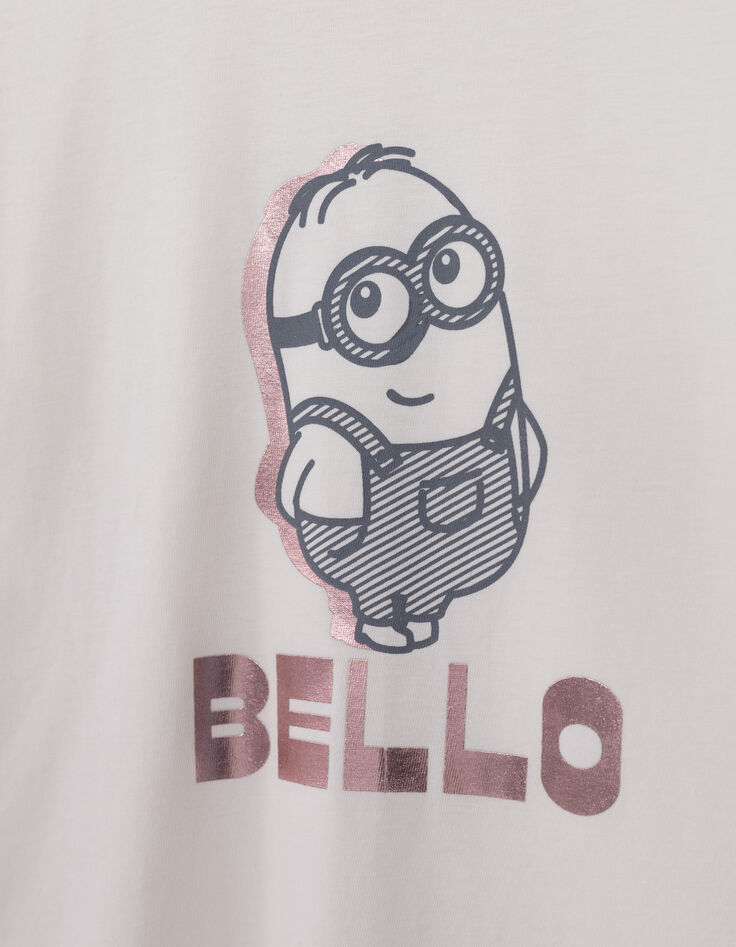 Camiseta crudo algodón mensaje MINIONS niña-4