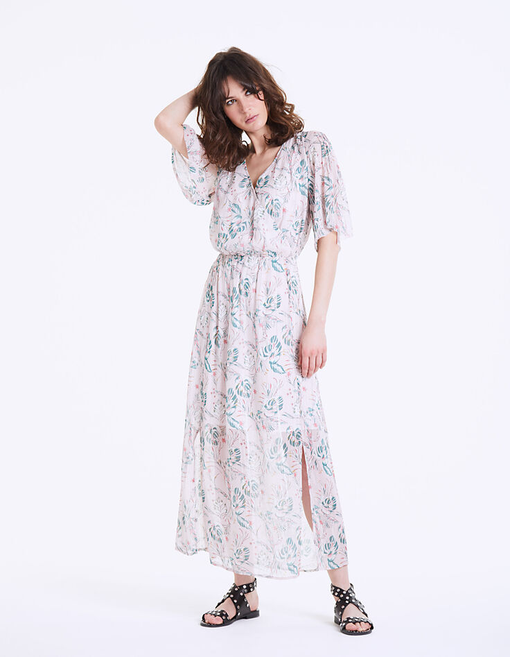 Robe longue imprimé Tropical Garden métallisé femme-2
