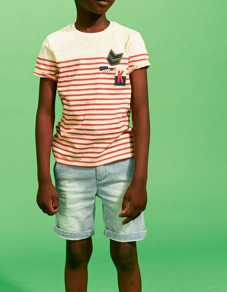 Bermuda faded blue &agrave; rayures blanches gar&ccedil;on -5