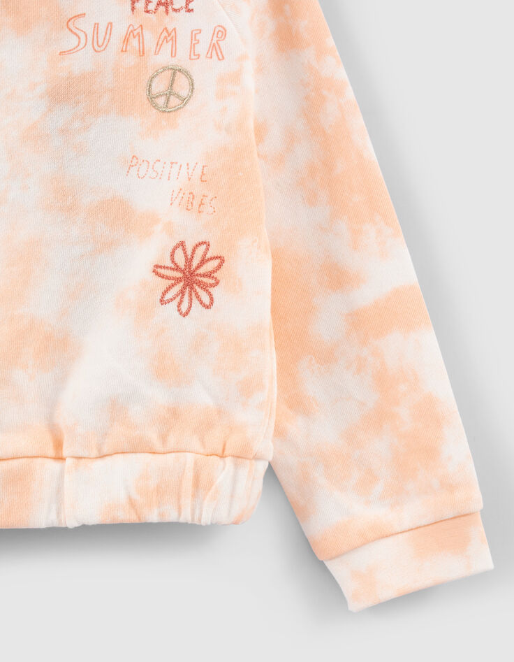 Girls’ orangey embroidered tie-dye print hoodie-5