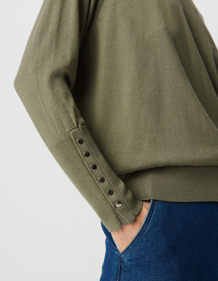 Cardigan kaki r&eacute;versible devant/dos Femme-5