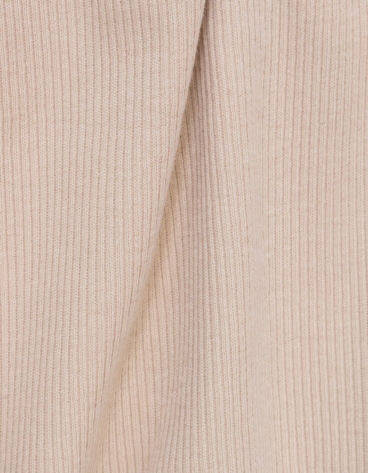 Beiges Mädchen-Kapuzenshirt Rippstick Rosen-9