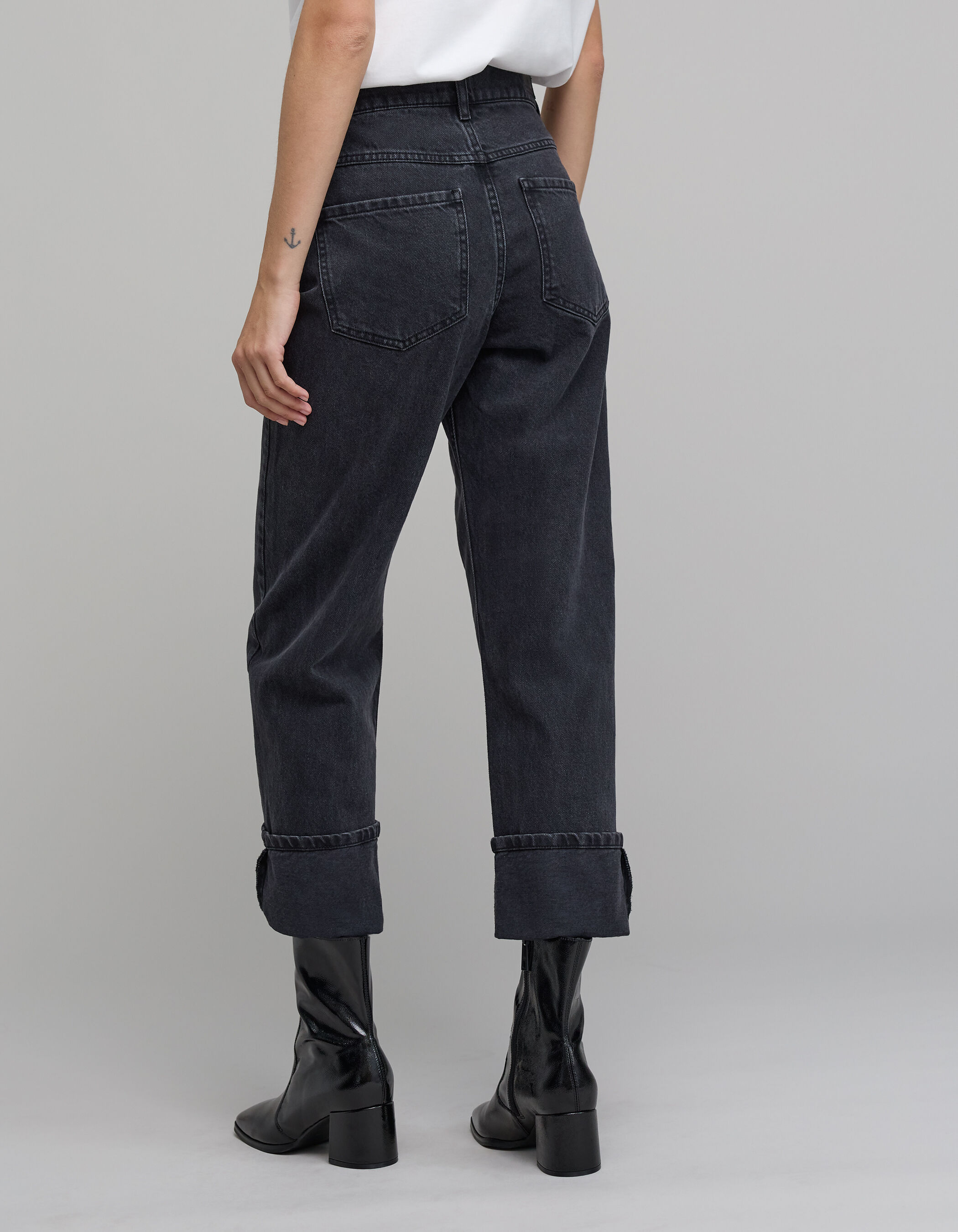Jean boyfriend anthracite maxi revers Femme IKKS