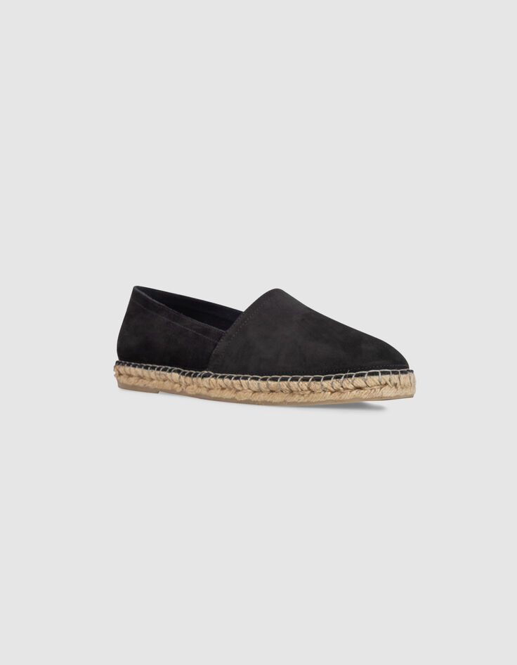 Espadrilles noires cuir velours Homme-2 Espadrilles noires cuir velours Homme-2