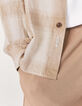 Men’s light brown check linen REGULAR shirt-5