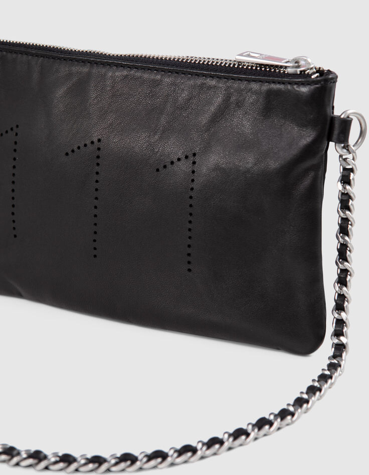 Clutch 111 negro cuero perforado-3