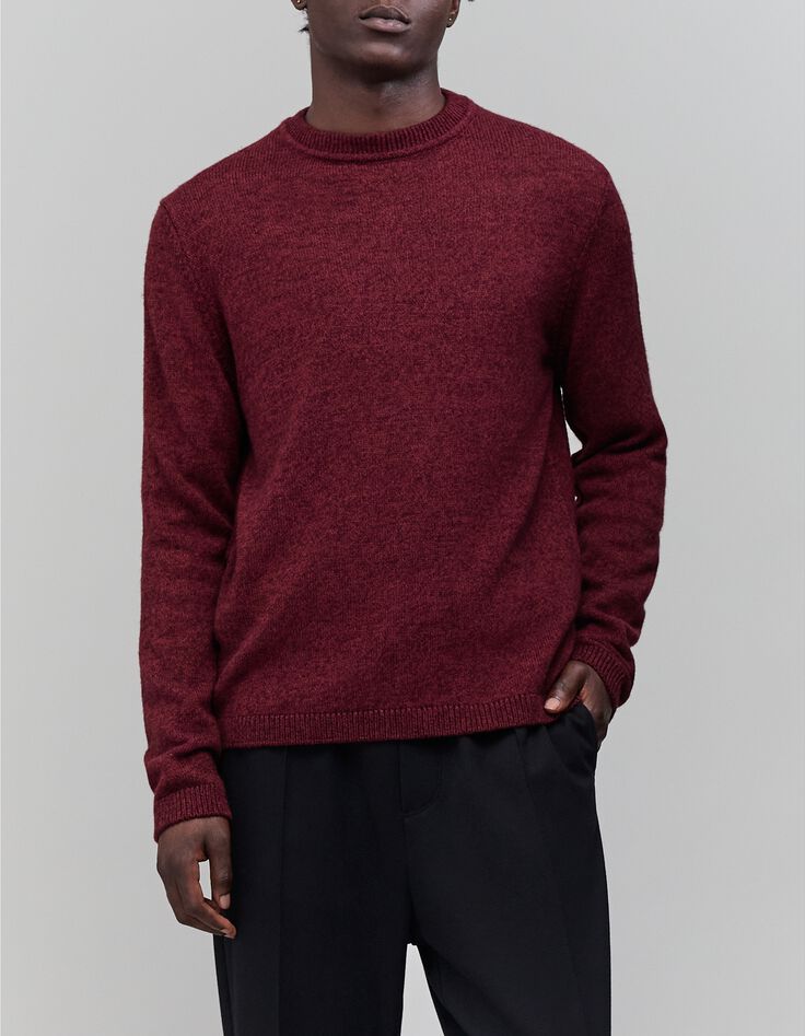 Jersey de punto rojo oscuro para hombre-1